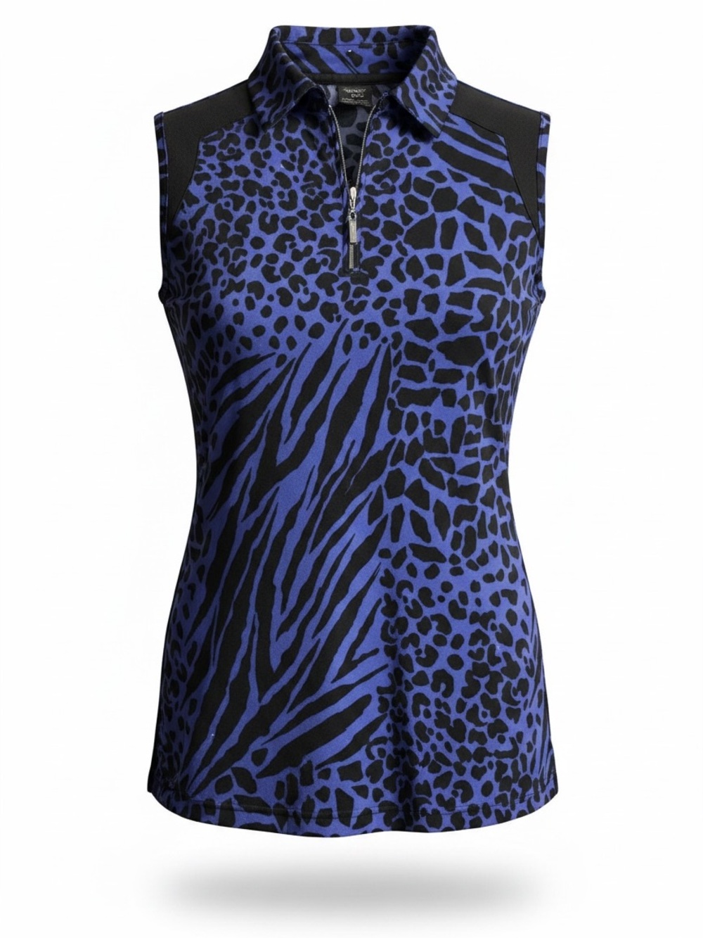 DKNY Golf - Sleeveless Zip Polo Tank Top - Purple & Black Animal Print